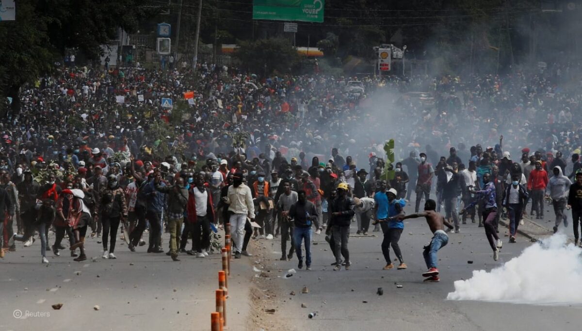 People during a protest in Kenya